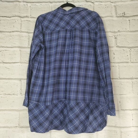 J.Jill Women Blue Long Sleeve Button-Down Shirt Large Cotton - Picture 4 of 7